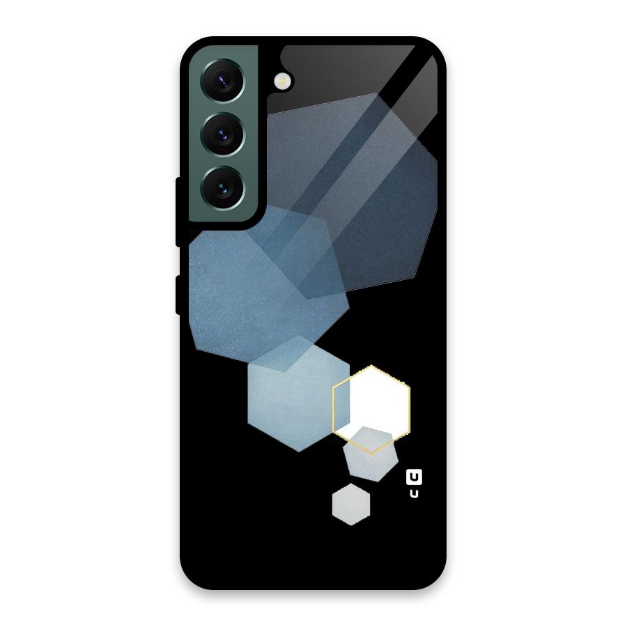 Shades Of Blue Shapes Glass Back Case for Galaxy S22 5G