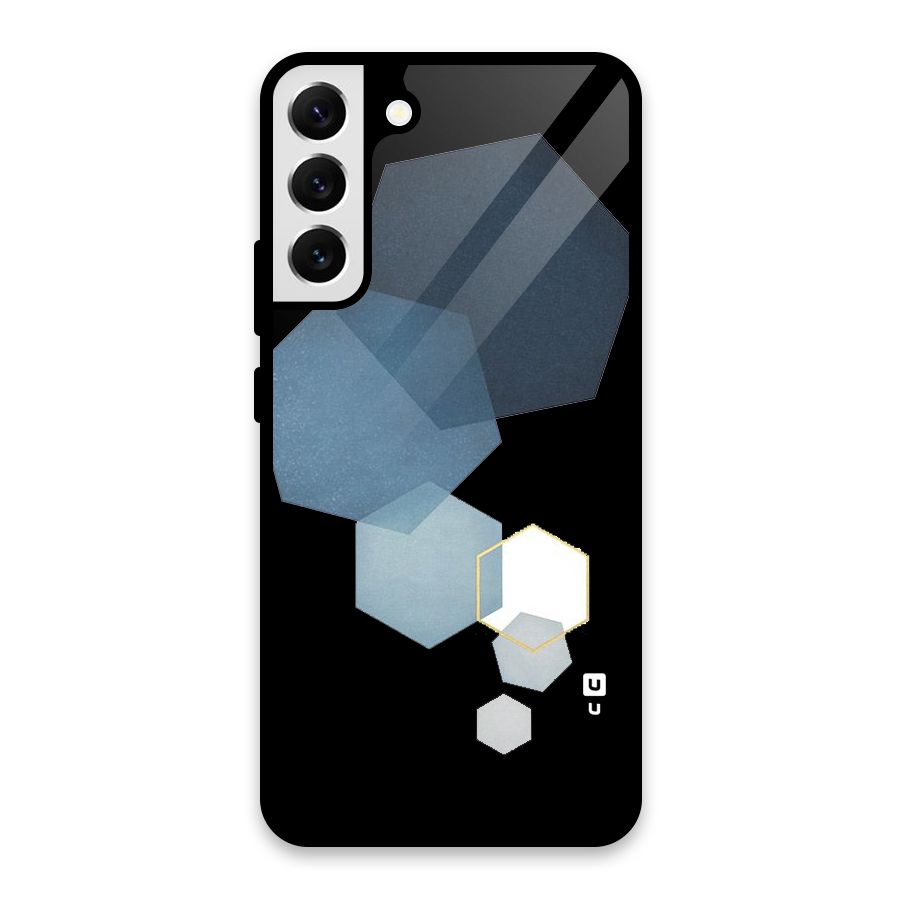 Shades Of Blue Shapes Glass Back Case for Galaxy S22 Plus 5G