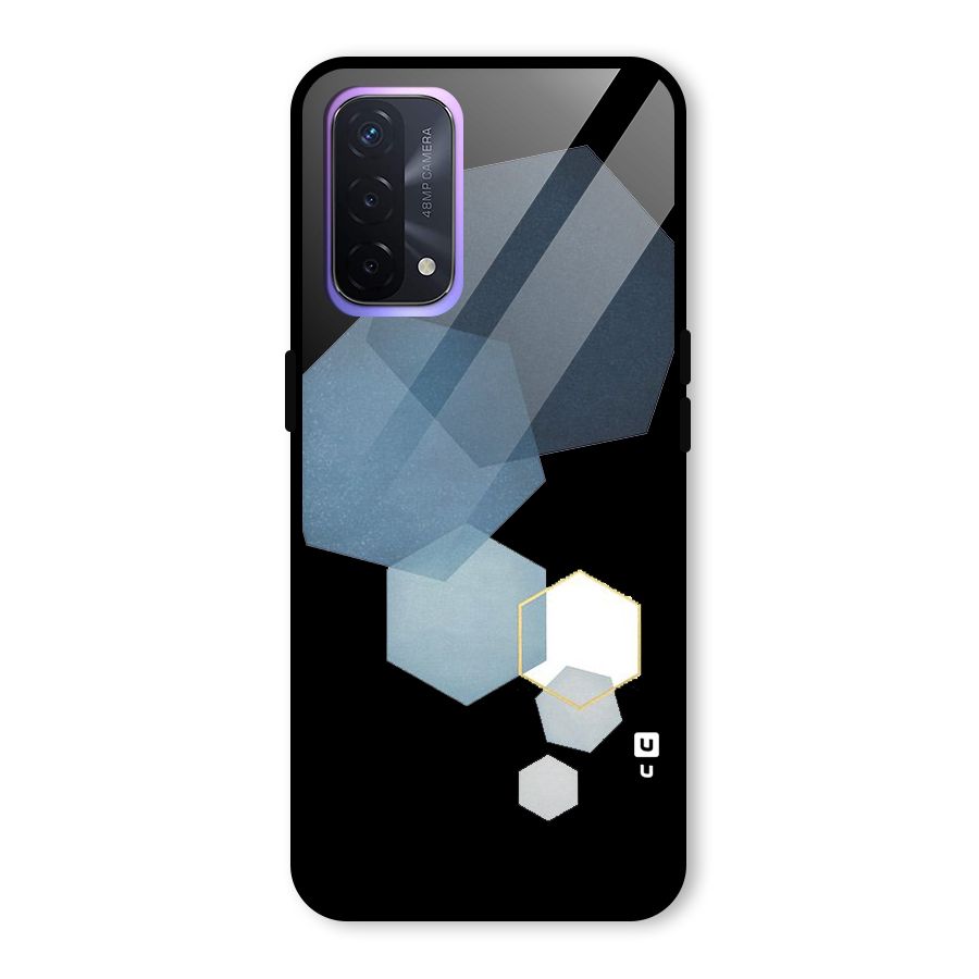 Shades Of Blue Shapes Glass Back Case for Oppo A74 5G