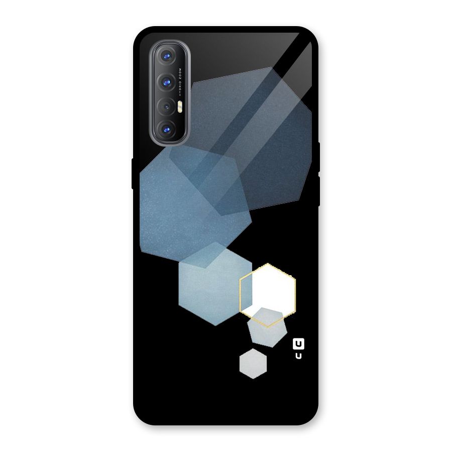 Shades Of Blue Shapes Glass Back Case for Oppo Reno3 Pro