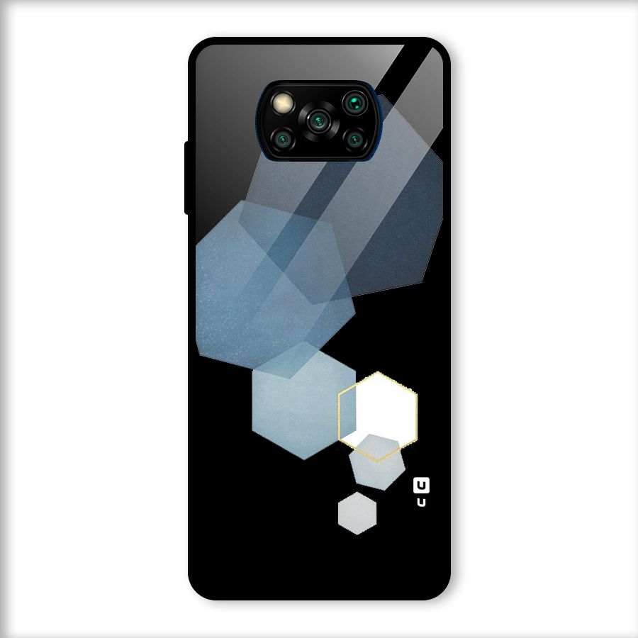 Shades Of Blue Shapes Glass Back Case for Poco X3