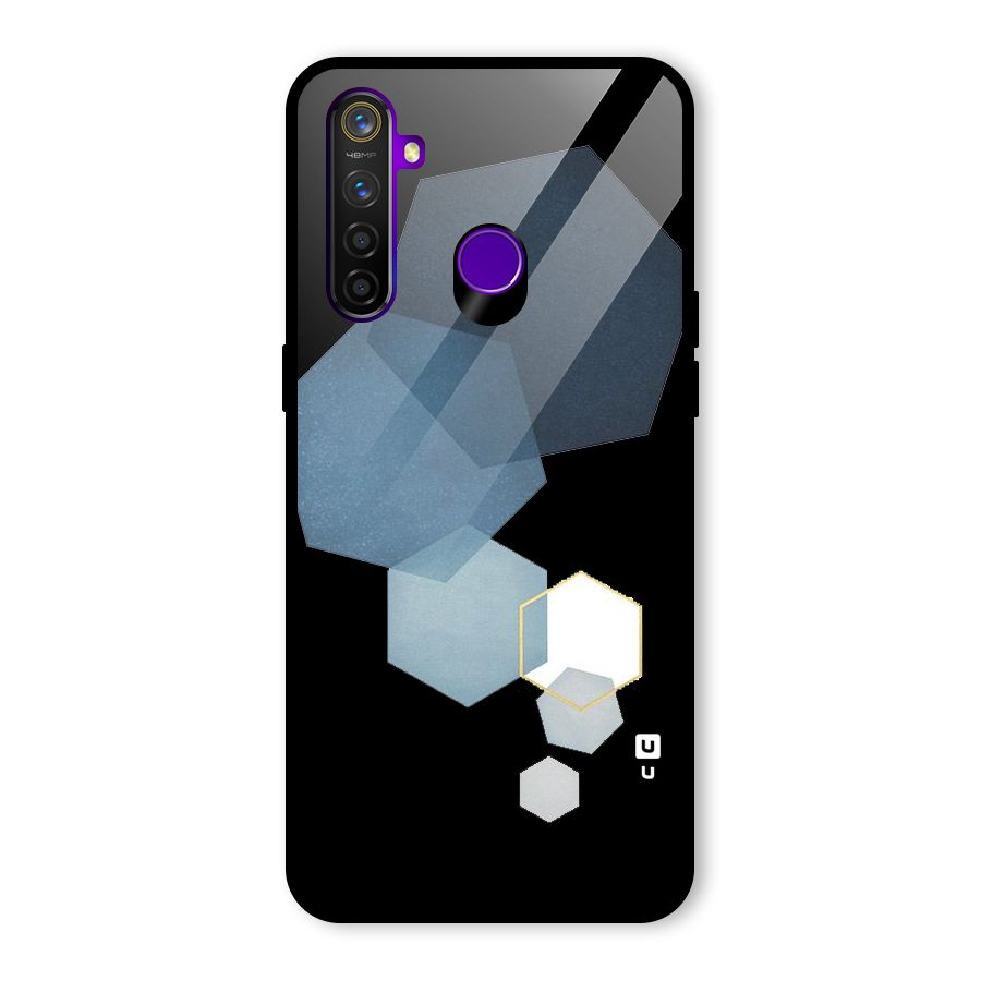 Shades Of Blue Shapes Glass Back Case for Realme 5 Pro