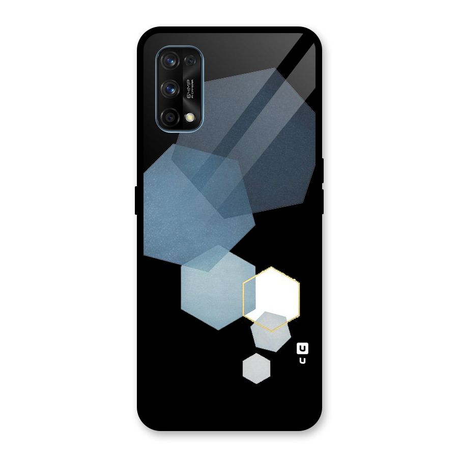 Shades Of Blue Shapes Glass Back Case for Realme 7 Pro