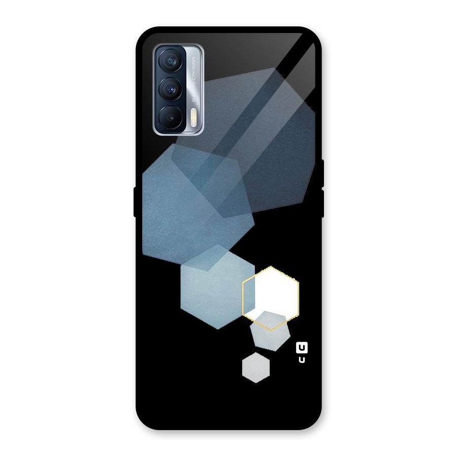 Shades Of Blue Shapes Glass Back Case for Realme X7
