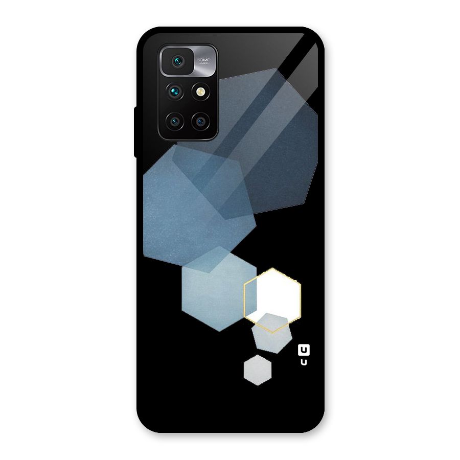 Shades Of Blue Shapes Glass Back Case for Redmi 10 Prime