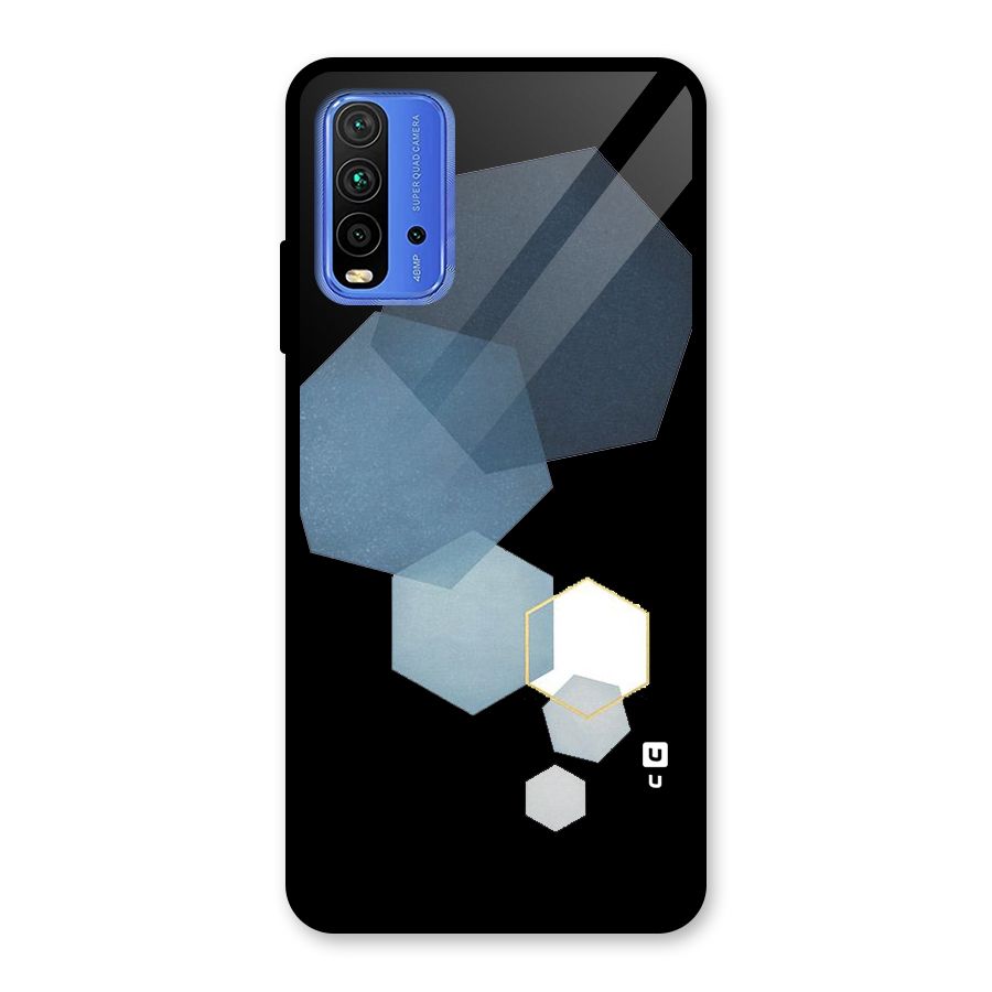 Shades Of Blue Shapes Glass Back Case for Redmi 9 Power