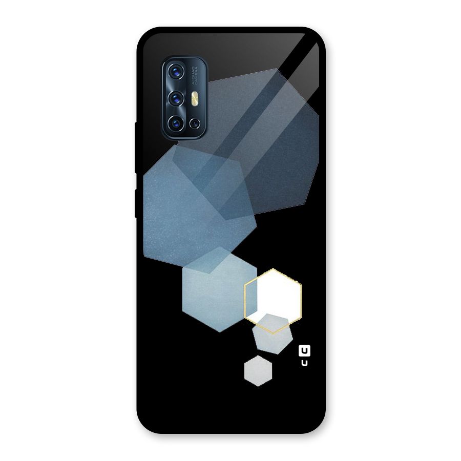 Shades Of Blue Shapes Glass Back Case for Vivo V17