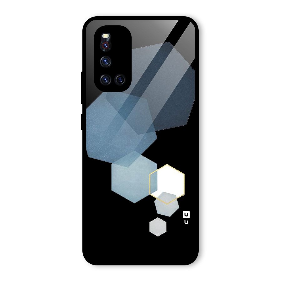 Shades Of Blue Shapes Glass Back Case for Vivo V19