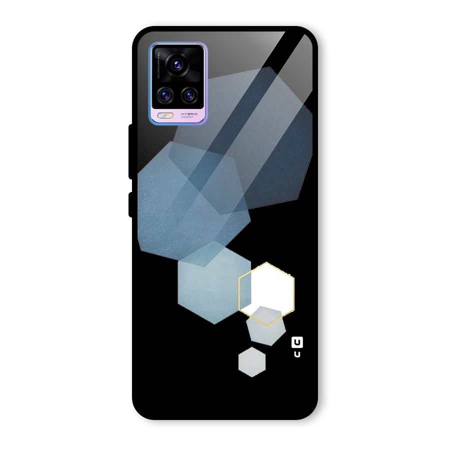 Shades Of Blue Shapes Glass Back Case for Vivo V20 Pro