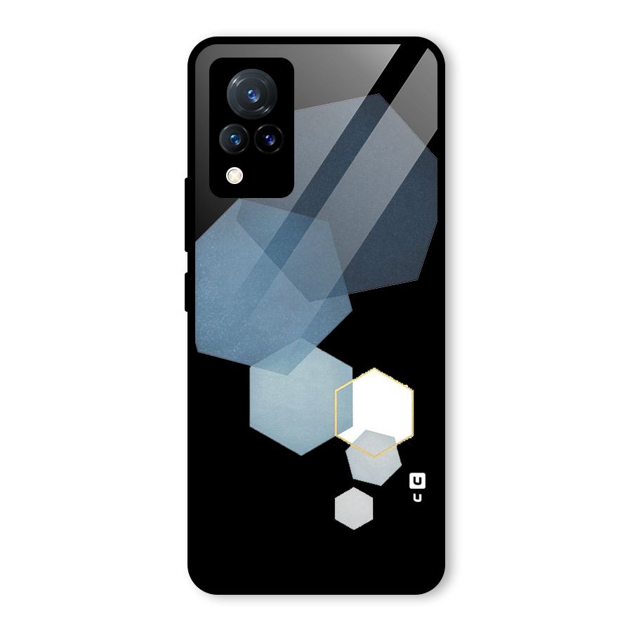 Shades Of Blue Shapes Glass Back Case for Vivo V21 5G