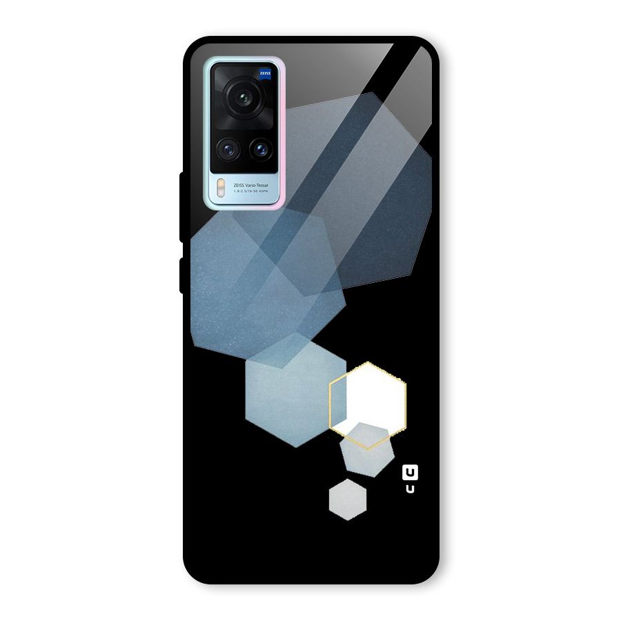 Shades Of Blue Shapes Glass Back Case for Vivo X60