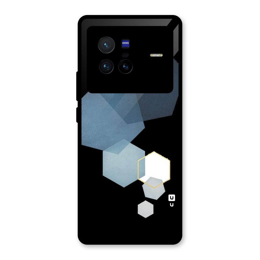 Shades Of Blue Shapes Glass Back Case for Vivo X80