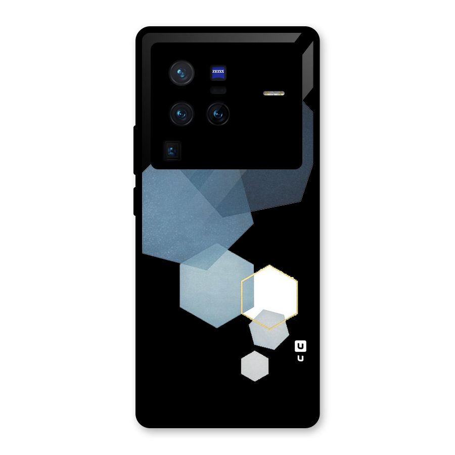 Shades Of Blue Shapes Glass Back Case for Vivo X80 Pro