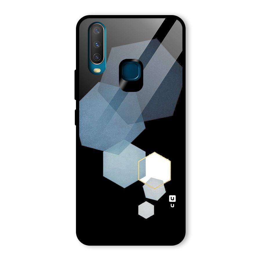 Shades Of Blue Shapes Glass Back Case for Vivo Y15