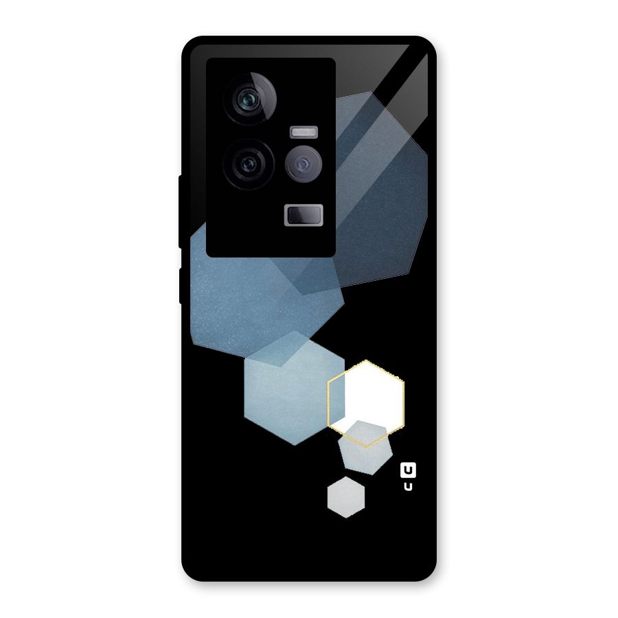 Shades Of Blue Shapes Glass Back Case for Vivo iQOO 11 5G