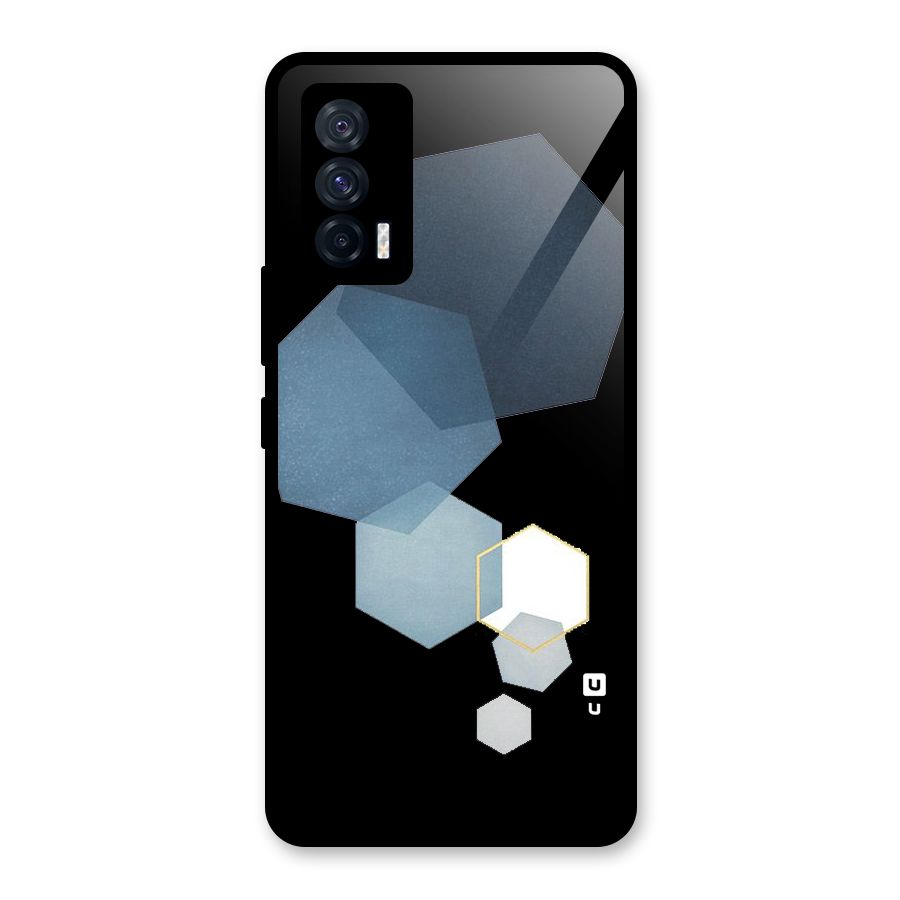 Shades Of Blue Shapes Glass Back Case for Vivo iQOO 7 5G