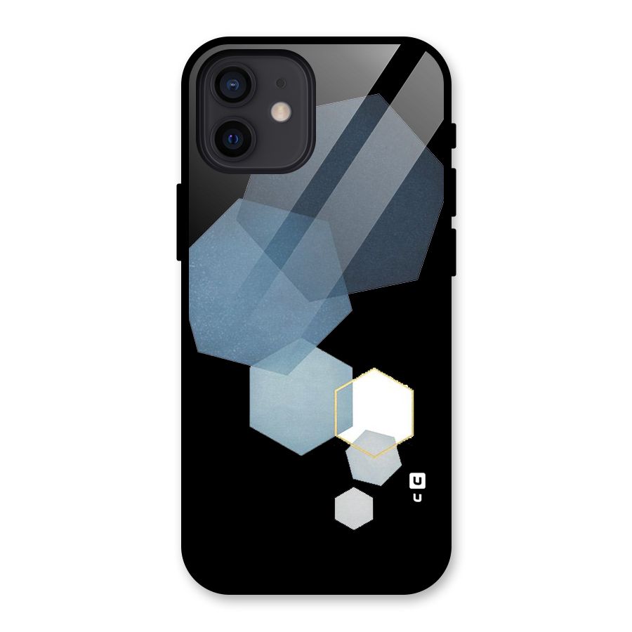 Shades Of Blue Shapes Glass Back Case for iPhone 12