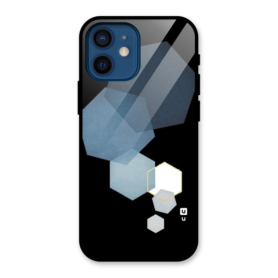 Shades Of Blue Shapes Glass Back Case for iPhone 12 Mini