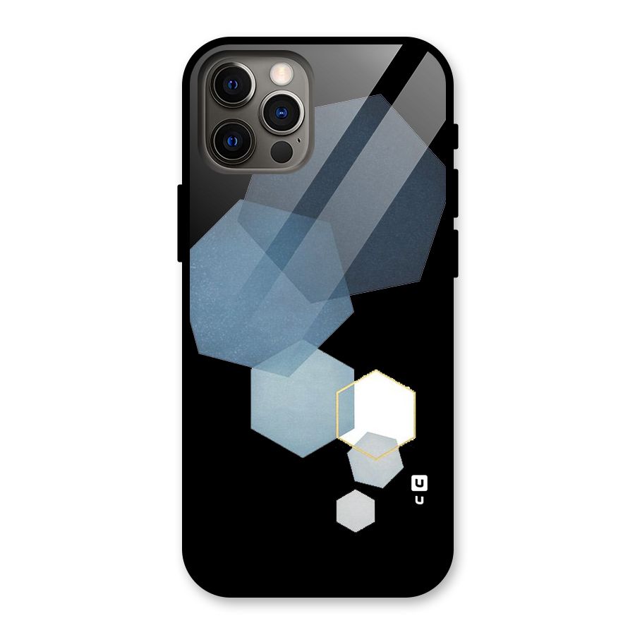 Shades Of Blue Shapes Glass Back Case for iPhone 12 Pro