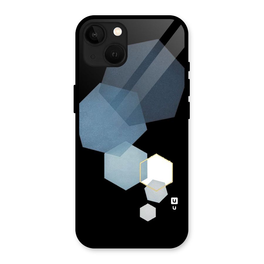 Shades Of Blue Shapes Glass Back Case for iPhone 13
