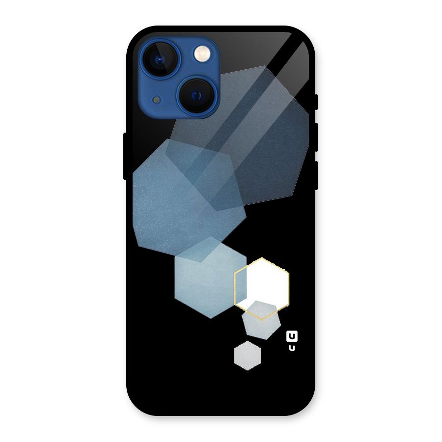 Shades Of Blue Shapes Glass Back Case for iPhone 13 Mini