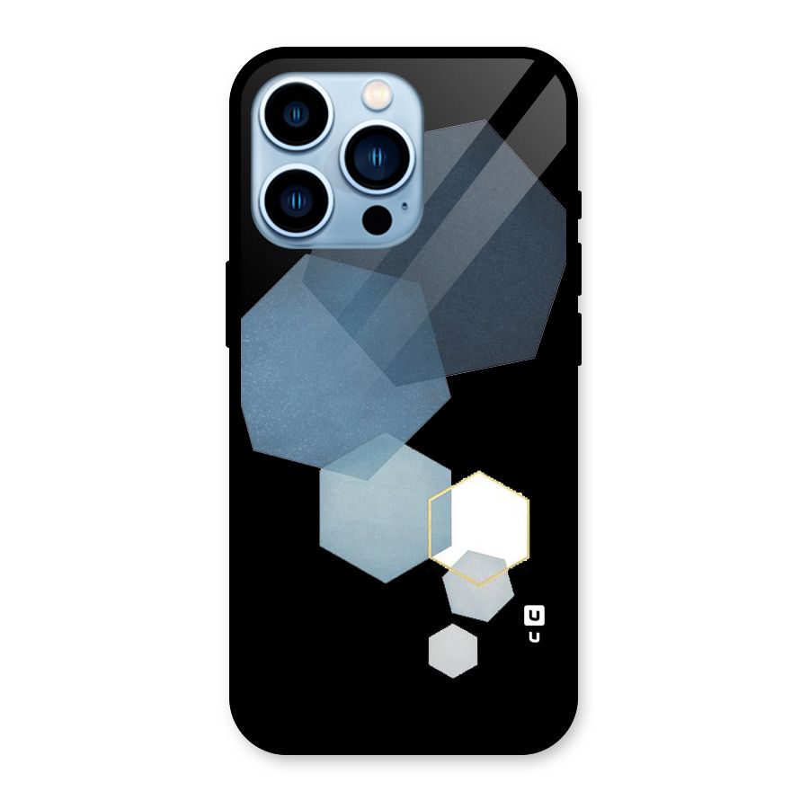 Shades Of Blue Shapes Glass Back Case for iPhone 13 Pro