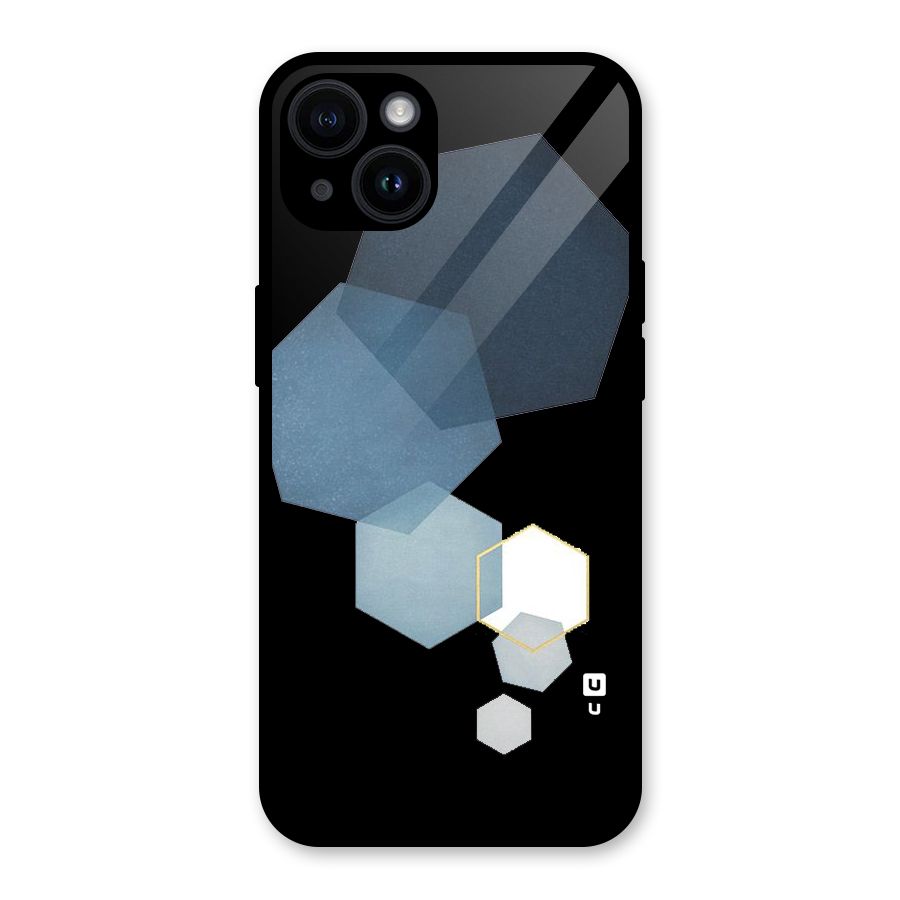 Shades Of Blue Shapes Glass Back Case for iPhone 14