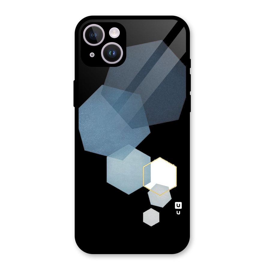 Shades Of Blue Shapes Glass Back Case for iPhone 14 Plus