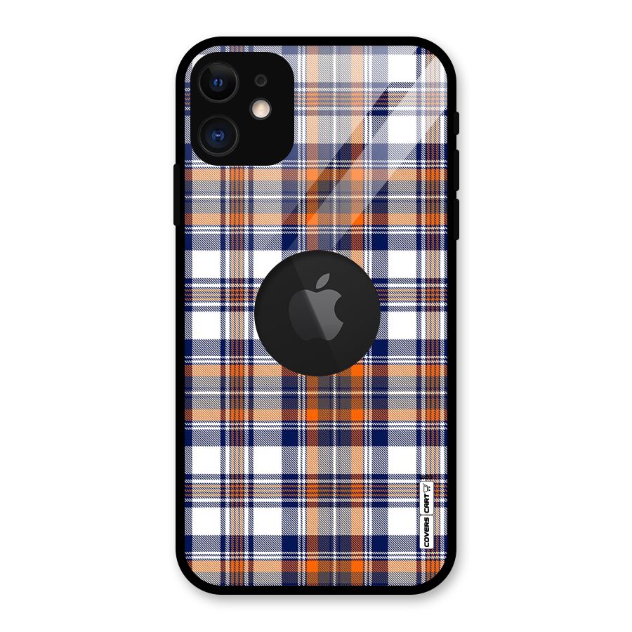 Shades Of Check Glass Back Case for iPhone 11 Logo Cut