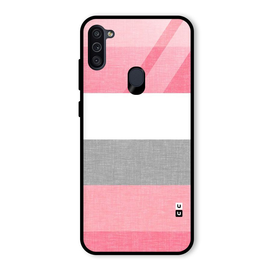 Shades Pink Stripes Glass Back Case for Galaxy M11
