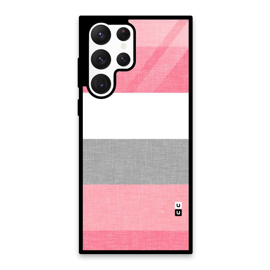 Shades Pink Stripes Glass Back Case for Galaxy S22 Ultra 5G