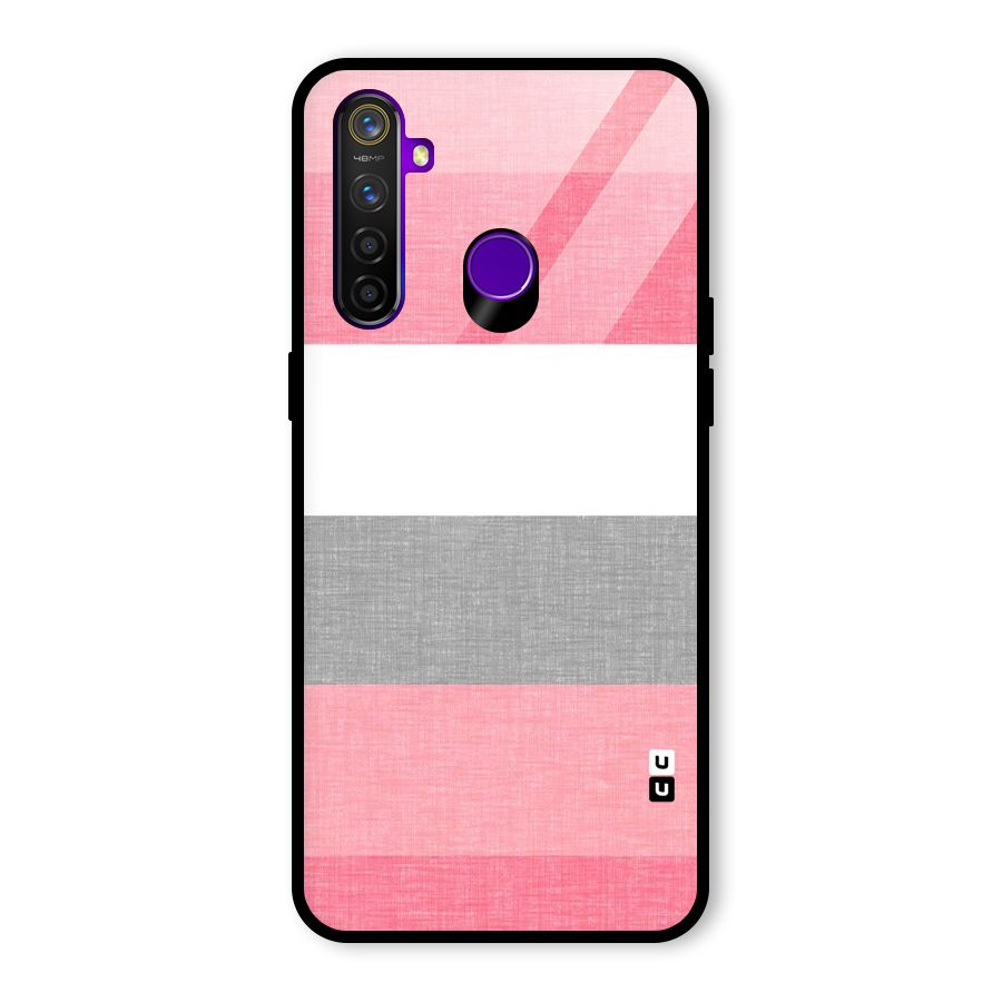 Shades Pink Stripes Glass Back Case for Realme 5 Pro