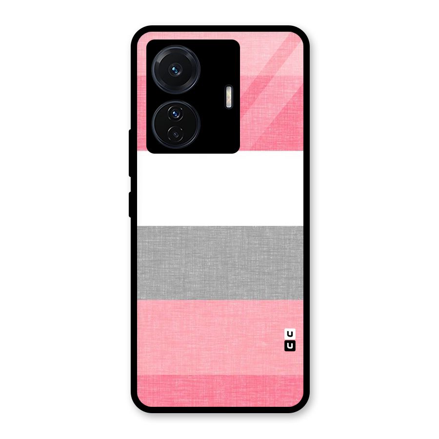 Shades Pink Stripes Glass Back Case for Vivo T1 Pro