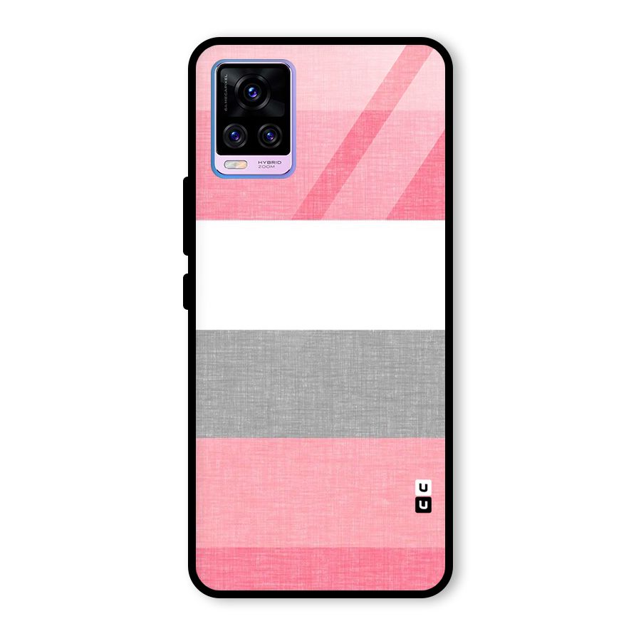 Shades Pink Stripes Glass Back Case for Vivo V20 Pro