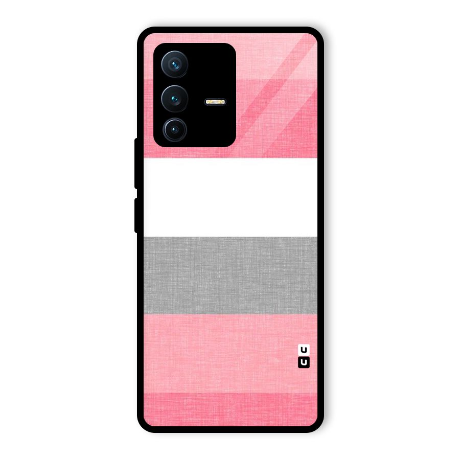 Shades Pink Stripes Glass Back Case for Vivo V23 Pro