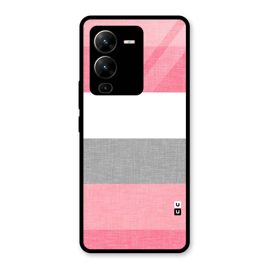 Shades Pink Stripes Glass Back Case for Vivo V25 Pro