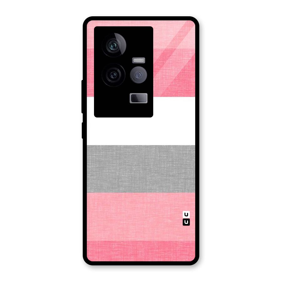 Shades Pink Stripes Glass Back Case for Vivo iQOO 11 5G