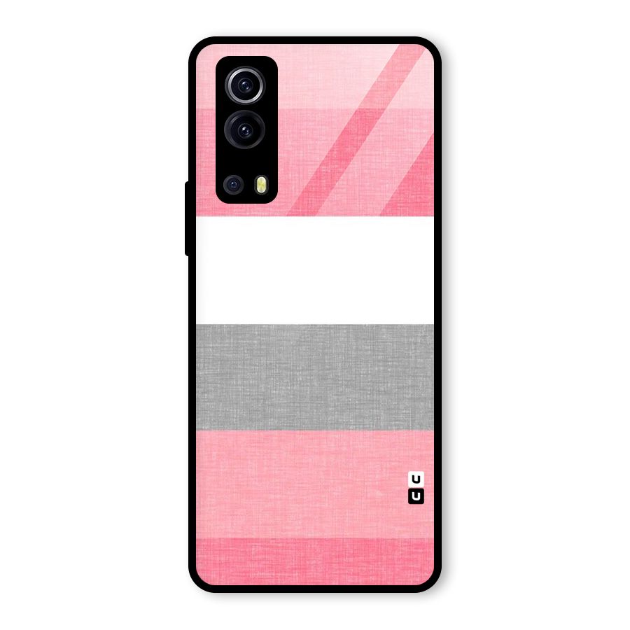 Shades Pink Stripes Glass Back Case for Vivo iQOO Z3