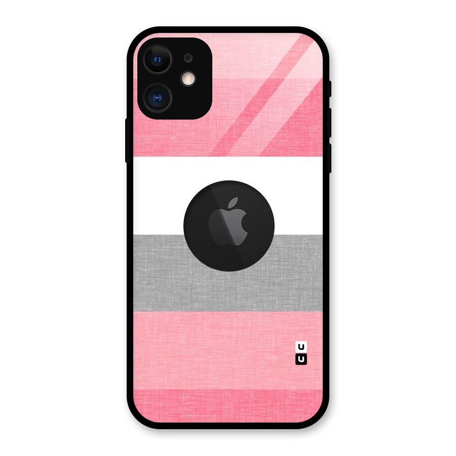 Shades Pink Stripes Glass Back Case for iPhone 11 Logo Cut