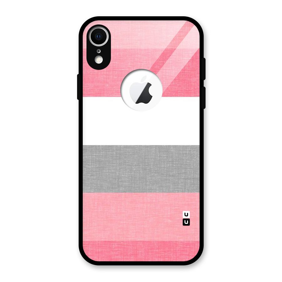 Shades Pink Stripes Glass Back Case for iPhone XR Logo Cut