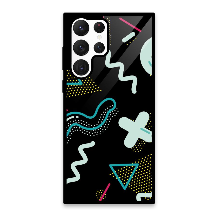 Shapes Pattern Glass Back Case for Galaxy S22 Ultra 5G