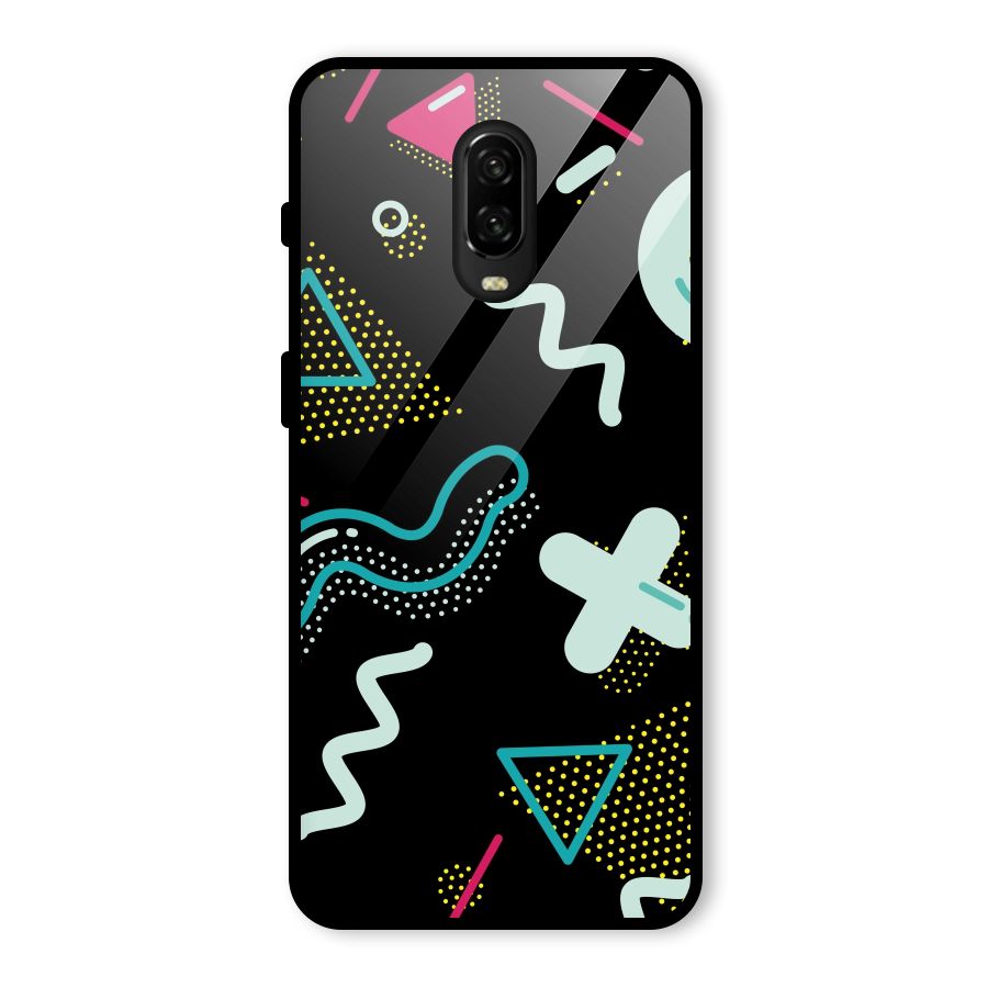 Shapes Pattern Glass Back Case for OnePlus 6T