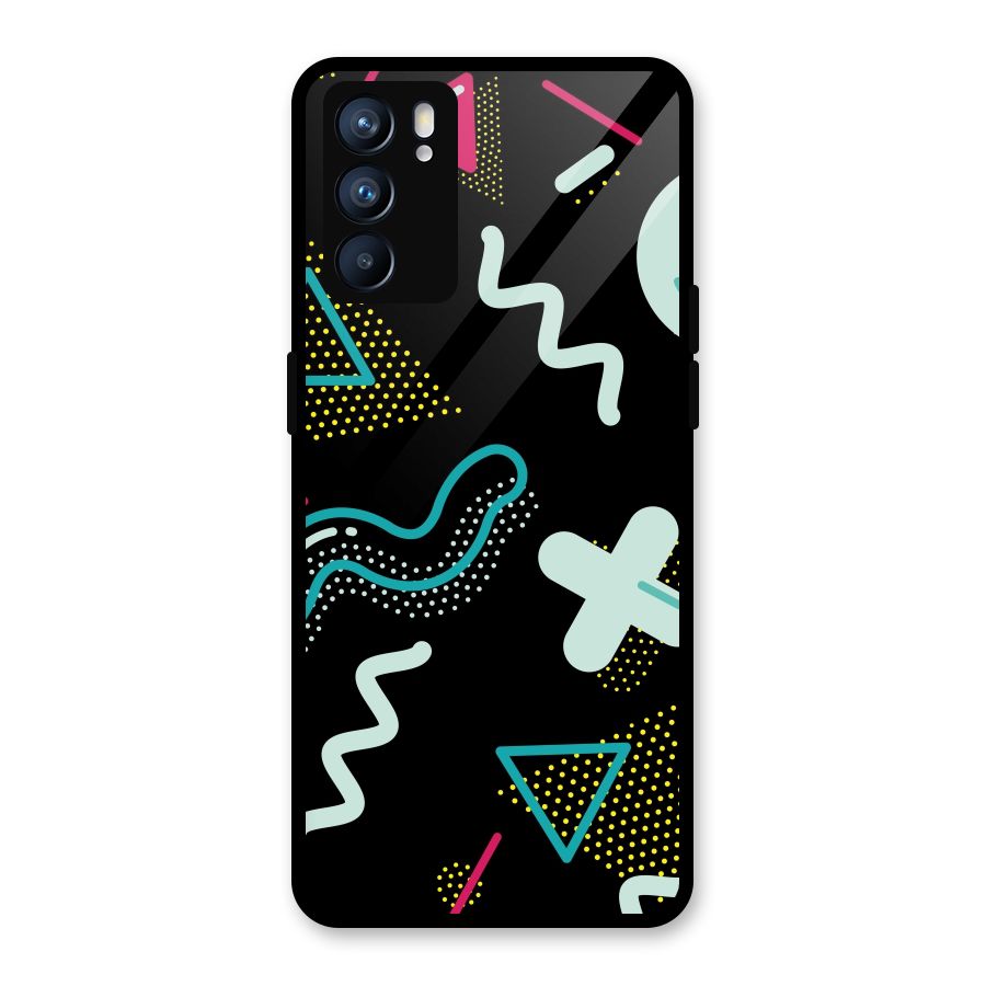 Shapes Pattern Glass Back Case for Oppo Reno6 5G