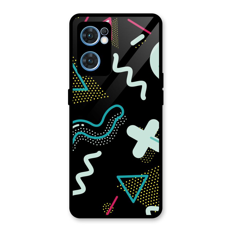 Shapes Pattern Glass Back Case for Oppo Reno7 5G