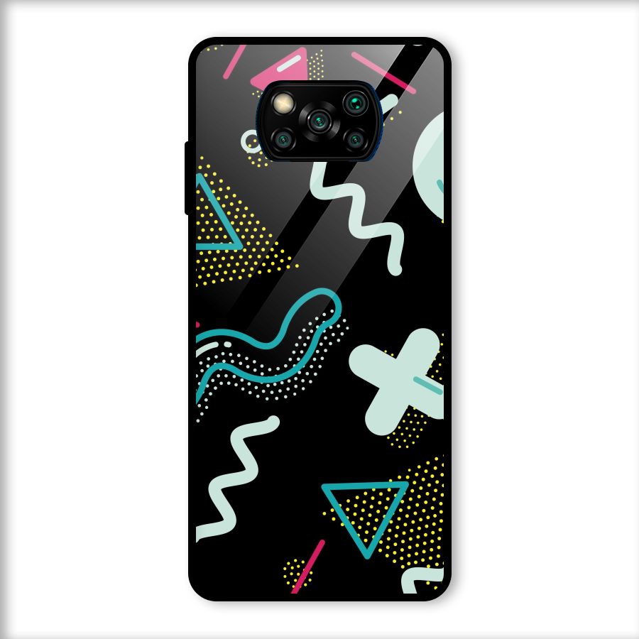 Shapes Pattern Glass Back Case for Poco X3