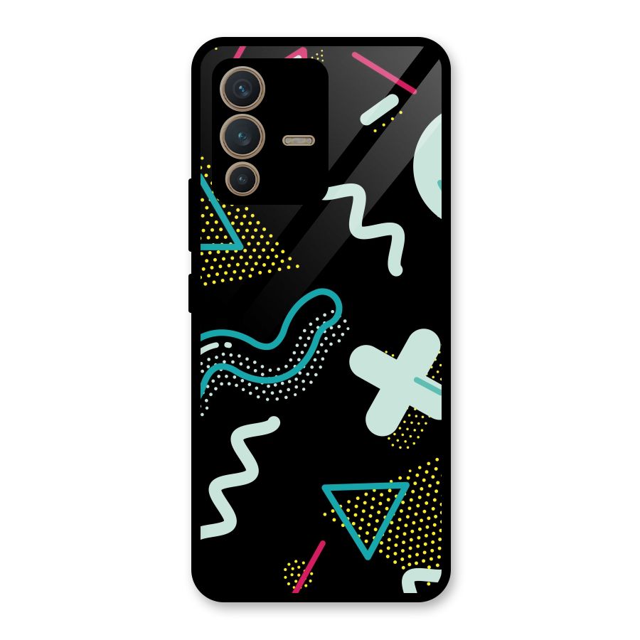 Shapes Pattern Glass Back Case for Vivo V23 5G