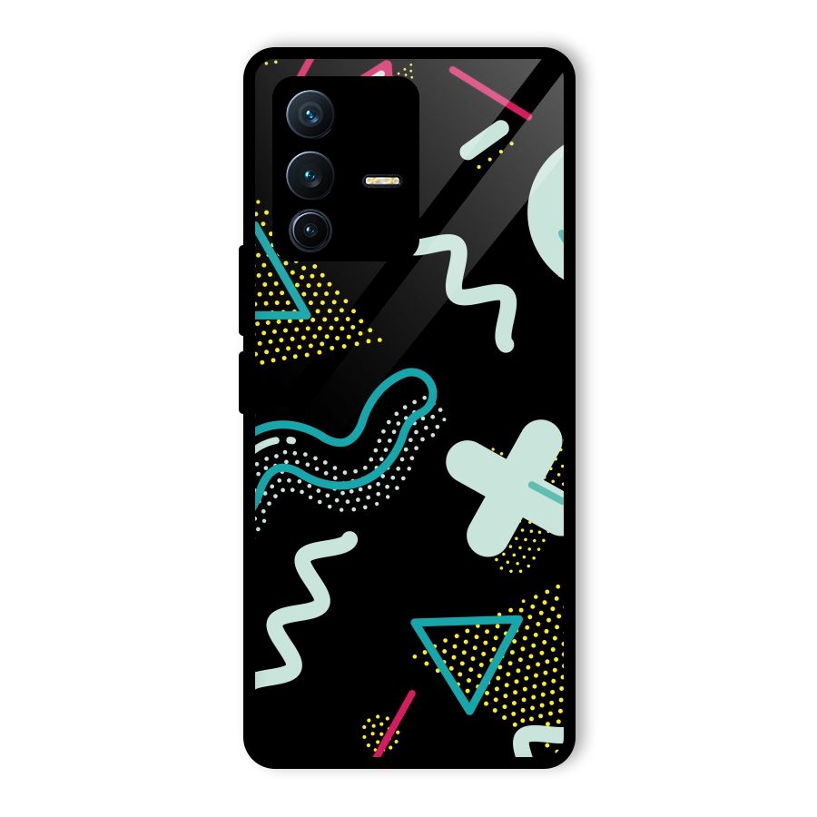 Shapes Pattern Glass Back Case for Vivo V23 Pro