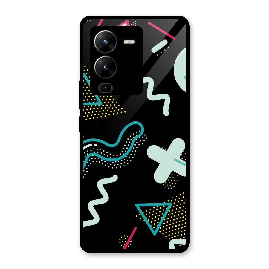 Shapes Pattern Glass Back Case for Vivo V25 Pro