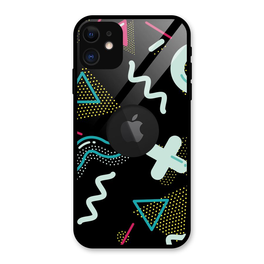 Shapes Pattern Glass Back Case for iPhone 11 Logo Cut