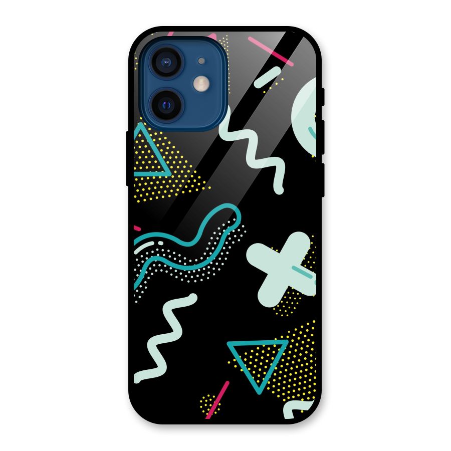 Shapes Pattern Glass Back Case for iPhone 12 Mini